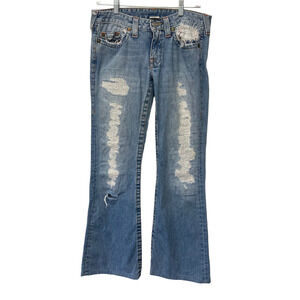 True religion distressed flare jeans
